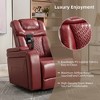 270° Swivel Power Recliner Chair with Tray Table, Phone Holder, Cup Holder & USB Port, PU Leather Home Theater Seat w/ Arm Storage, Red - ModernLuxe - 4 of 4