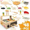 Wooden Pizza Toy - 48 PCS Montessori Pretend Play Food, Learning Toy, gift suitable for all occasions. Multicolor Standard - 2 of 4