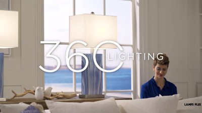 Rippled Blue Faux Marble Table Lamps with USB Ports