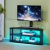 Corner TV stand with power socket and LED light, storage TV console table, swivel and height adjustable - 2 of 4