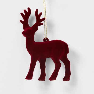 Flocked Deer Christmas Tree Ornament Red - Wondershop™