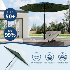 10Ft Patio Umbrella - 8 Sturdy Ribs Outdoor Table Umbrella with Crank Lift & Push Button Tilt - 1 of 4