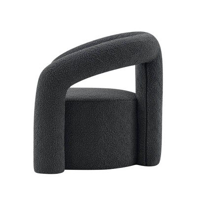 Darian Black Boucle Upholstered Accent Chair with Pine Wood Frame