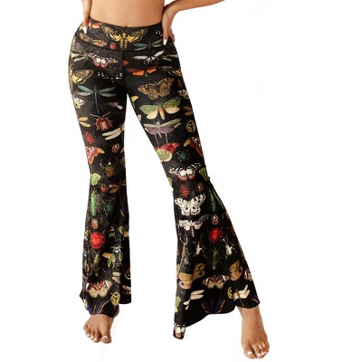 The Yoga Democracy High Waist Bell-Bottom 2.0 Leggings, Flare Leggings with Sweat-Wicking and UPF Protection, Convenient Pockets (Jet Black)