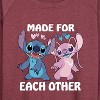 Women's - Lilo and Stitch - Made For Each Other Lightweight French Terry Wide Neck Long Sleeve Shirt - 2 of 4