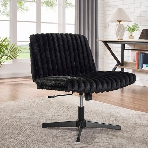 QingMoon Criss Cross Chair, Adjustable Swivel Office Chair, Wide Seat Desk Chair, Corduroy Fabric Vanity Chair for Home Office and Bedroom - 1 of 4