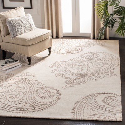 Ivory Beige Hand-Tufted Wool 4' x 6' Area Rug