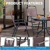 Patio Dining Set for 4 With Umbrella, Outdoor Furniture Set With 4 Folding Dining Chairs, Table Umbrella With Tempered Glass Top Dinings Table - 3 of 4
