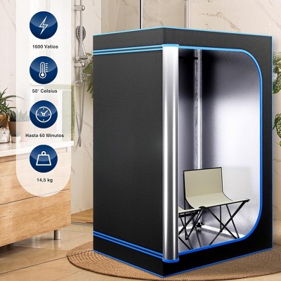 SereneLife Black Portable 2-Person Steam Sauna with Folding Chairs