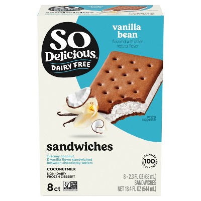 So Delicious Dairy Free Vanilla Bean Coconut Milk Dessert Sandwich - 8ct: Vegan, Soy-Free