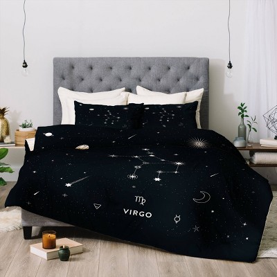 Twin Extra Long Cuss Yeah Designs Virgo Star Constellation Comforter Set Black - Deny Designs
