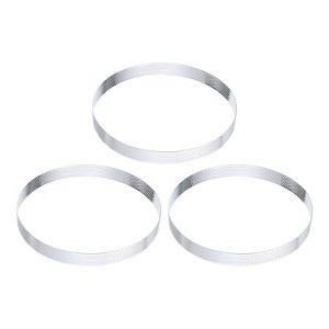 Unique Bargains Stainless Steel Non-Stick Perforated Baking Dessert Round Cake Ring 3 Pcs - 1 of 4