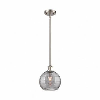Athens Deco Swirl - 1 Light Stem Hung Mini Pendant In Industrial Style-10 Inches Tall and 8 Inches Wide