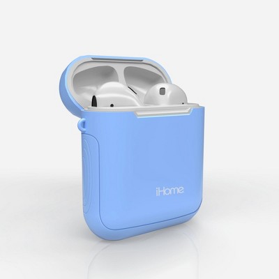 iHome AirPods Case Cover, Heavy-Duty Protection, Charging Flexibility, Versatile Fit for AirPods Generation 1 & 2, Pastel Blue