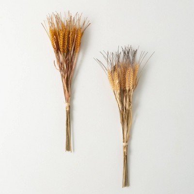 22.5"H Sullivans Artificial Neutral Fall Wheat Bundle Set of 2, Brown, Indoor Fall Decor
