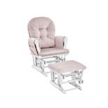 Suite Bebe Mason Glider and Ottoman - White Wood and Pink Fabric