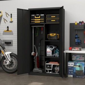 CAVINAS Metal Wardrobe,Closet with Hanging Rod,Compartments,Lockable Closet with Locks,Keys,Wardrobe Closet for Bedroom,Living Room,Laundry Room - 1 of 4