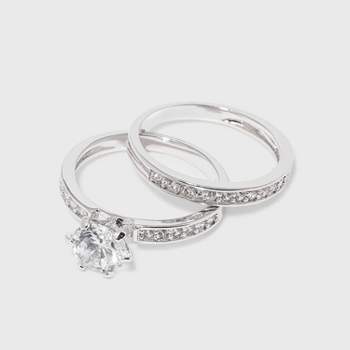 Cubic Zirconia Engagement Ring - Silver
