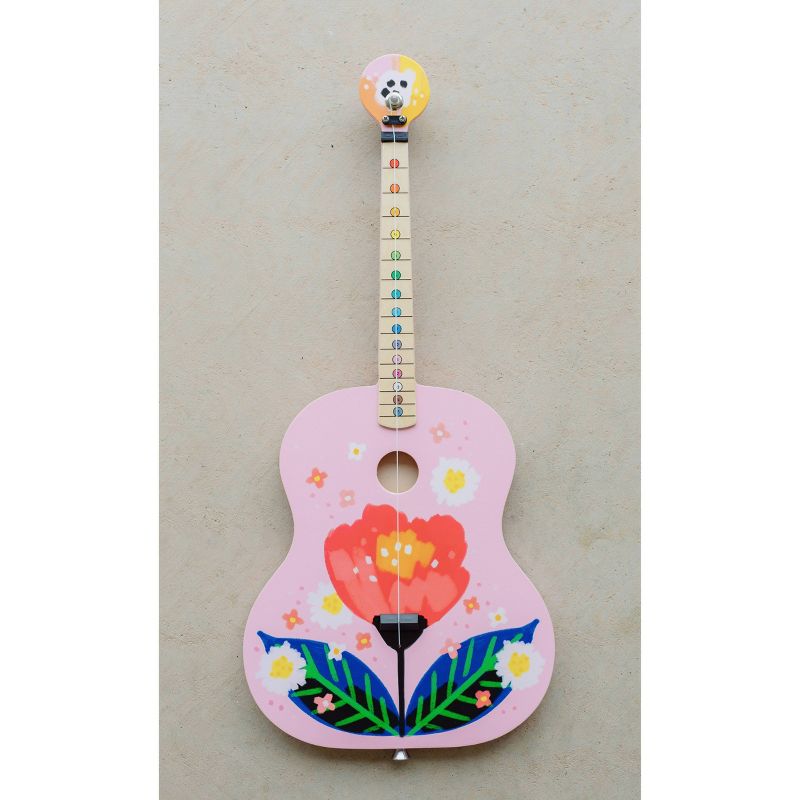 Buffalo Games Wooden TinkerTar Pink Floral Single String Guitar, 6 of 10