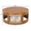27'' Acacia Wood Coffee Table with Handwoven Rope Accent,Stylish Outdoor Patio Table for Modern Spaces – The Pop Home - 3 of 4