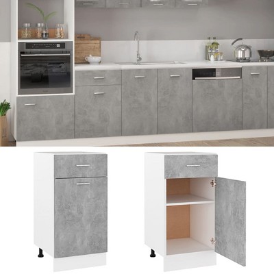 vidaXL Drawer Bottom Cabinet Concrete Gray 15.7 in.x18.1 in.x32.1 in. Engineered Wood
