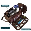 Travel Essentials Shaving Dopp Kit, Travel Bag Toiletries Organizer Case for Grooming, PU Leather Water Resistant Cosmetic Bag Pouch (Dark Brown) - 3 of 4
