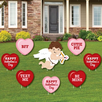 Big Dot of Happiness Conversation Hearts - Yard Sign & Outdoor Lawn Decorations - Valentine's Day Party Yard Signs - Set of 8