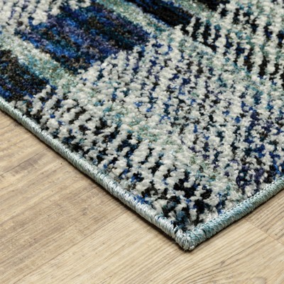 Atlas Blue and Gray Synthetic Hand-knotted Rectangular Area Rug