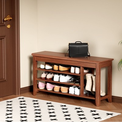 Lycvki Solid Wood Front Door Shoe Rack Bench