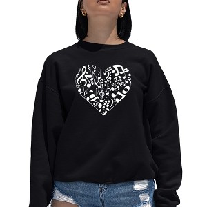 LA Pop Art Women's Word Art Crewneck Sweatshirt - Heart Notes - 1 of 4