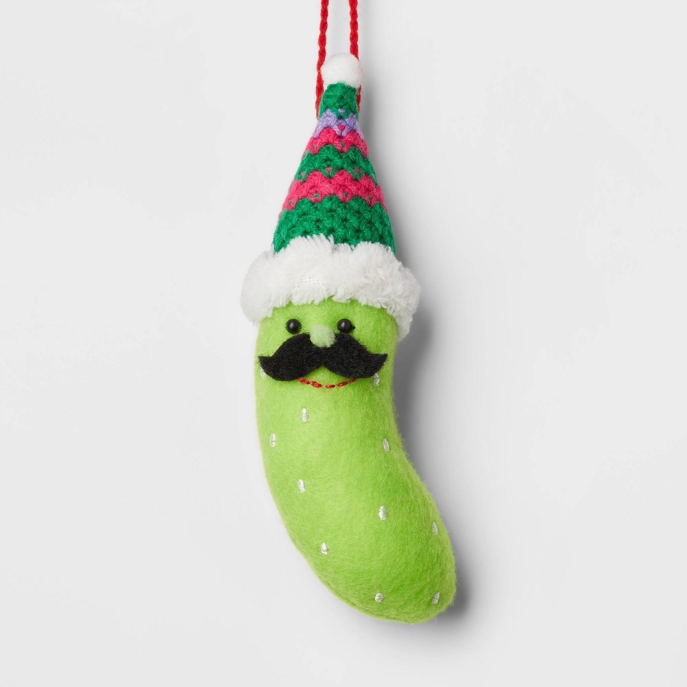 Felt Pickle with Moustache Wearing Knit Hat Christmas (Variations of Design)- Wondershop™ (pack of 18)