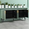 Modern Wooden Sideboard Cabinet with 4 Doors, Adjustable Shelves & Textured Aluminum Handles, Storage Buffet for Kitchen, Dining Room, Living Room - 3 of 4
