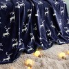 Lomsoe Christmas Home Decor Blue Flannel Throw Blanket with Reindeer Print, Super Soft Cozy Throw Blankets for Home Sofa Couch - 4 of 4