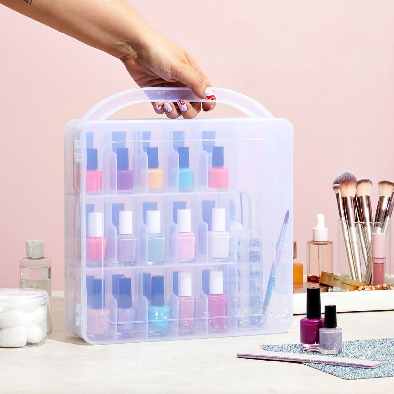 Glamlily Clear Nail Polish Organizer Case, Storage Holder for 30 Bottles and Tools (11.8 x 11.2 x 3.15 In), 3 of 10