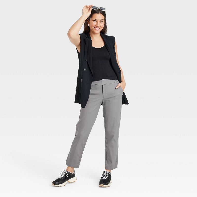 Women's Mid-Rise Slim Straight Fit Side Split Trousers - A New Day™, 3 of 4