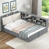 PDTEND Wood Full Size Platform Bed with Storage Headboard, Built-In Shelves & 2-Drawer - 4 of 4