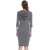 Women's Sweatshirt Dress 3/4 Sleeve Hoodie with Front Pocket Knee Length Slim Fit Pullover Hoodie Dress,Grey - M - 3 of 4