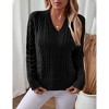 Women's Sweater Casual v Neck Long Sleeve Knit Tops Fall Winter Pullover Sweatshirts - 4 of 4