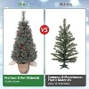 3FT Pre-Lit Christmas Tree, Artificial Mini Christmas Tree with 78 Led Lights, Xmas Decorations for Fireplace, Office, Tabletop, Home Decor Indoor - 3 of 4