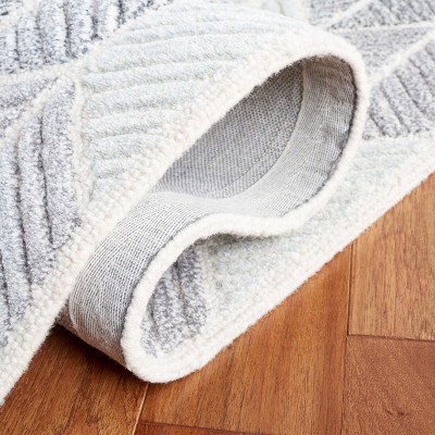 Gray Handmade Tufted Square Wool and Viscose Area Rug, 6' x 6'