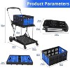 Folding Shopping Cart with Wheels, 2-Tier Collapsible Service Cart, 200LBS High-Capacity Storage Outdoor Wagon for Groceries, Hand Truck Blue - 2 of 4