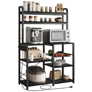 Kitchen Bakers Rack with Power Outlet, Microwave Oven Stand Kitchen Shelf - 1 of 4