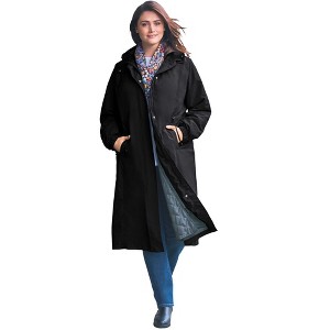 Woman Within Plus Size Long Hooded Taslon Jacket - 1 of 4