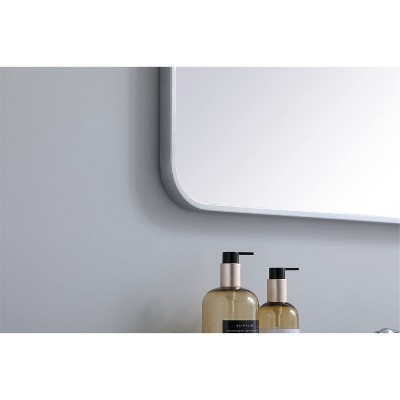 Evermore Contemporary 22x40" Silver Rectangular Wood Vanity Mirror