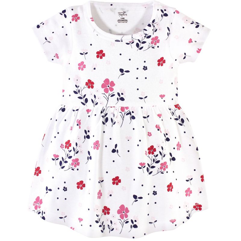 Touched by Nature Baby and Toddler Girl Organic Cotton Short-Sleeve Dresses 2pk, Floral Breeze, 4 of 5