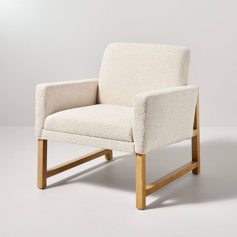 Boucle Upholstered Accent Arm Chair - Cream - Hearth &#38; Hand&#8482; with Magnolia, 1 of 11