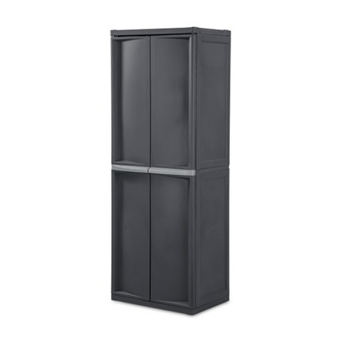 Sterilite Adjustable 4-Shelf Storage Cabinet with Doors, Gray | 01423V01