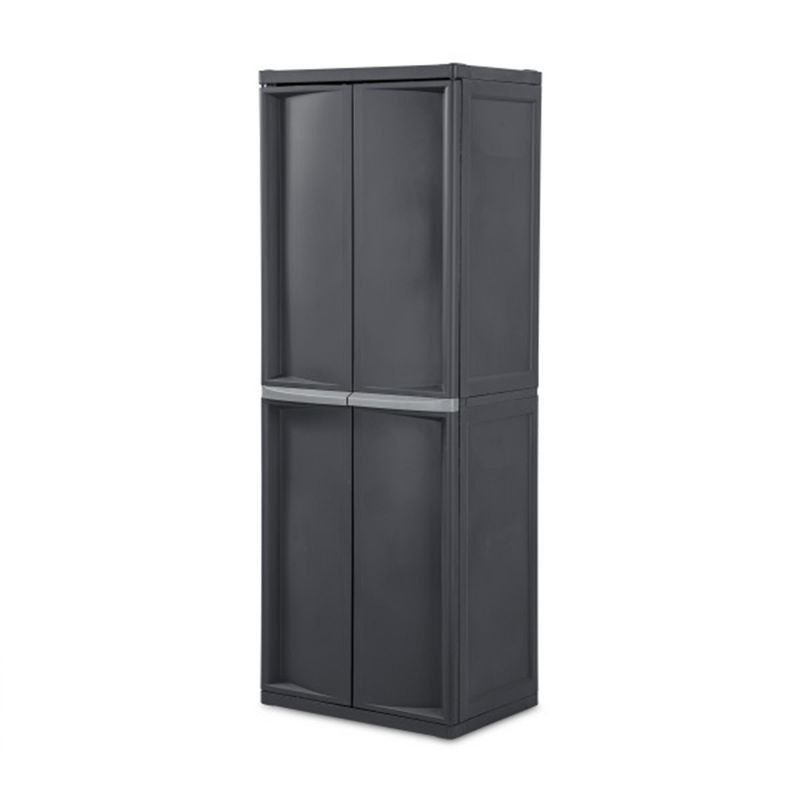 Sterilite Adjustable 4-Shelf Storage Cabinet With Doors, Gray | 01423V01, 1 of 7
