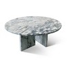 27.6" Natural Marble Coffee Table,Round Small Table with Unique Stone Veining,Genuine Marble Living Room Accent Table-Cuddlewood - 3 of 4