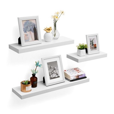 White MDF Modern Floating Wall Shelf for Living Room and Bedroom